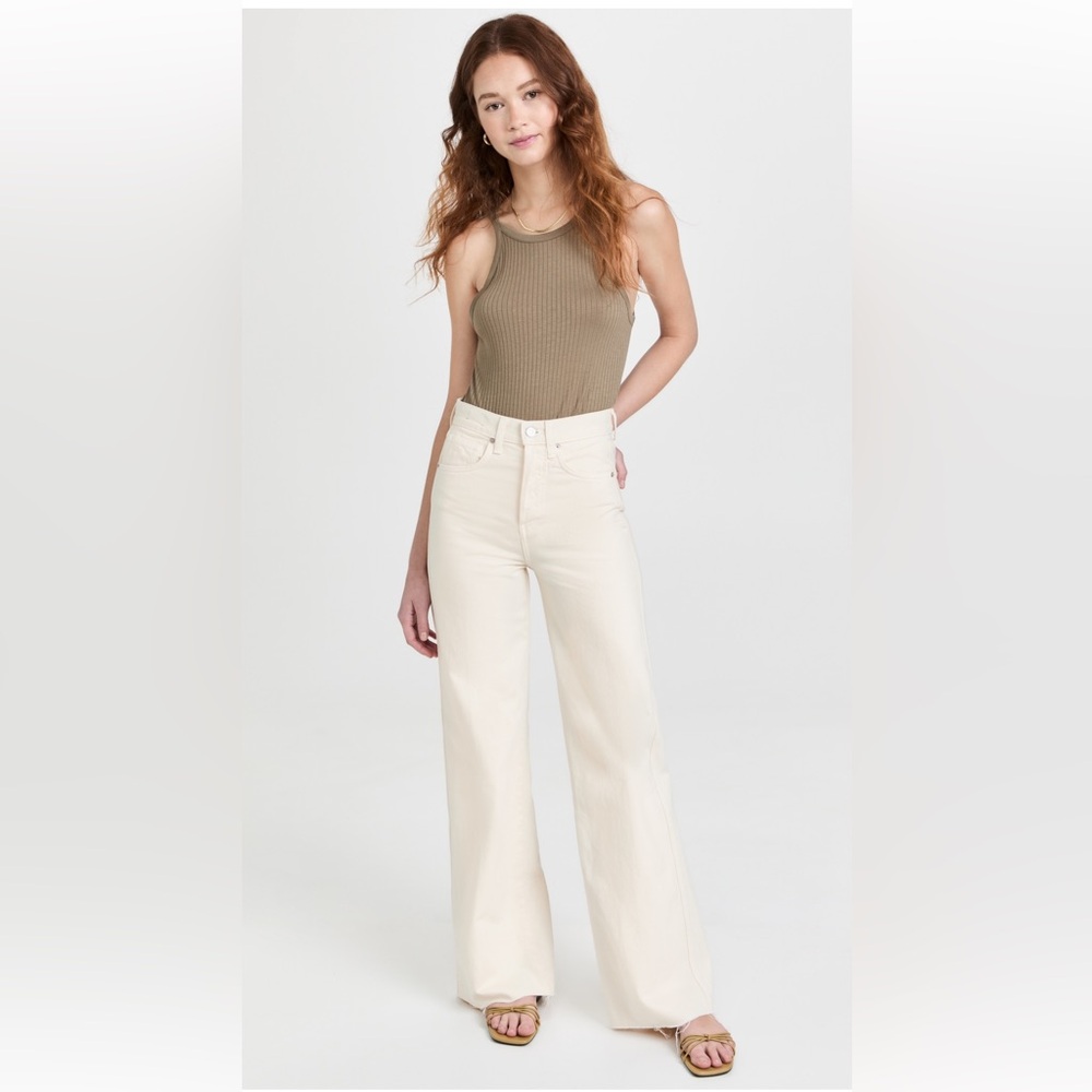 Veronica Beard Ecru Taylor High Rise Wide Leg Jeans
